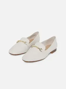 ALDO Women White Leather Loafers