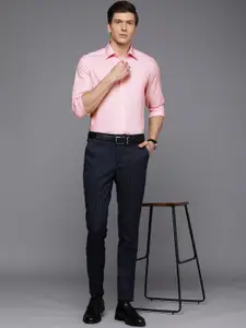 Louis Philippe Men Pink Self-Design Classic Fit Pure Cotton Formal Shirt