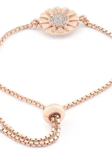 AMI Women Rose Gold-Plated Brass Cubic Zirconia Charm Bracelet