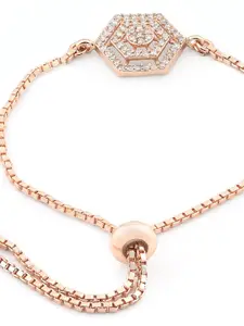 AMI Women Rose Gold-Plated Brass Cubic Zirconia Wraparound Bracelet