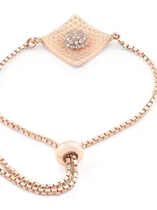 AMI Women Rose Gold Brass Cubic Zirconia Adjustable Bracelet