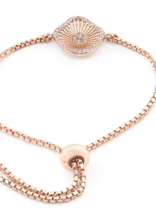 AMI Women Rose Gold-Toned Brass Cubic Zirconia Studded Wraparound Bracelet