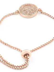 AMI Women Rose Gold-Plated Brass Cubic Zirconia Wraparound Bracelet