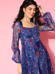 Sangria Women Elegant Blue Floral Gowns for Days