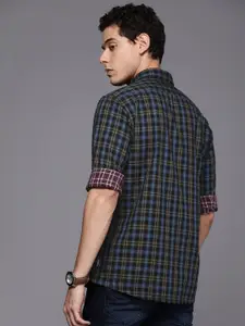 Louis Philippe Jeans Men Red & Blue Checked Reversible Pure Cotton Casual Shirt