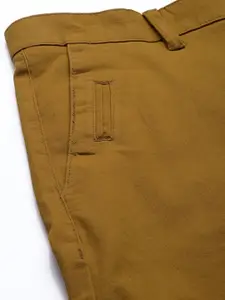 Louis Philippe Sport Men Khaki Solid Slim Fit Low-Rise Regular Shorts