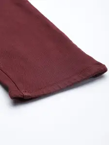 Louis Philippe Jeans Men Maroon Skinny Fit Low-Rise Clean Look Cropped Jeans