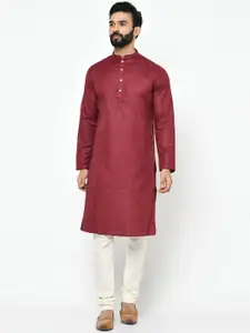 KISAH Men Maroon Kurta & Churidar With Nehru Jacket
