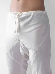 KISAH Men Orange Solid Mandarin Collar Straight Kurta with Churidar & Jacker