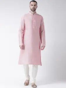 KISAH Men White Floral Kurta with Churidar