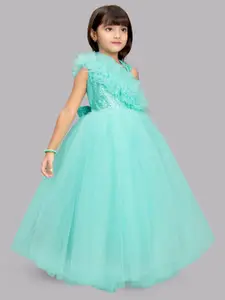 Pink Chick Sea Green Net Maxi Dress