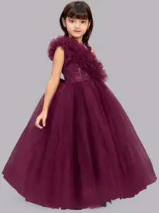 Pink Chick Burgundy Net Fit & Flare Dress