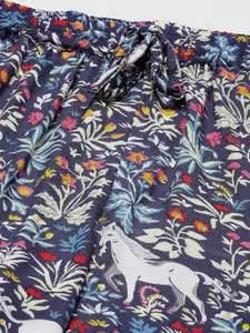 MBeautiful Women Navy Blue & White Conversational Printed Shorts Set