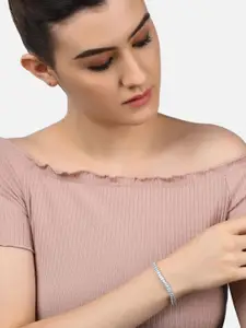 Zaveri Pearls Women Pack of 2 Rose Gold Toned & Silver-Toned Studded Wraparound Bracelet