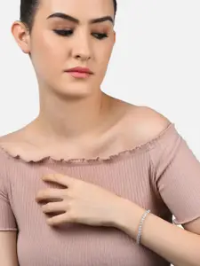 Zaveri Pearls Women Set of 2 Rose Gold Plated Cubic Zirconia Studded Bracelet