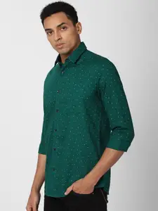 Van Heusen Sport Men Green Slim Fit Printed Casual Shirt