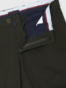 Van Heusen Sport Men Olive Green Solid Slim Fit Trousers