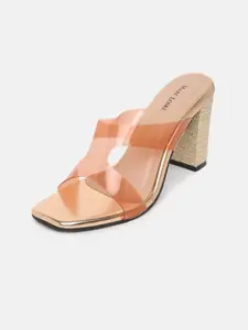 Marc Loire Women Rose Gold PU Block Sandals