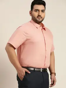 Sztori Men Plus Size Dusty Pink Pure Cotton Solid Casual Shirt