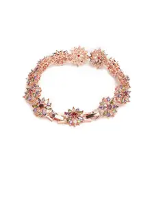 YouBella Women Gold-Plated Purple Crystals  Studded Bangle-Style Bracelet