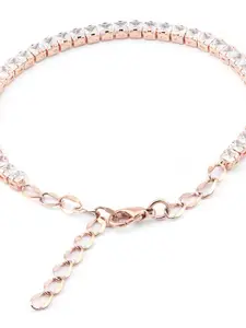 AMI Rose Gold & White Brass Cubic Zirconia Rose Gold-Plated Wraparound Bracelet