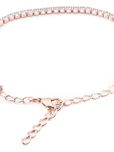 AMI Women Rose Gold & White Brass Cubic Zirconia Rose Gold-Plated Wraparound Bracelet