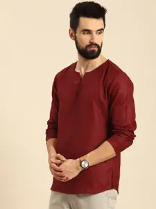Anouk Men Maroon Solid Short Kurta