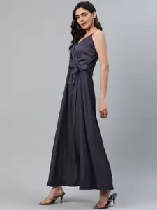 Aarika Women Navy Blue Solid Wrap Maxi Dress