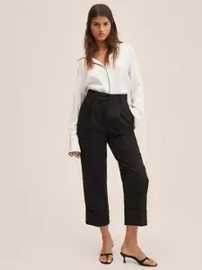 MANGO Women Off White Solid Satin Casual Shirt