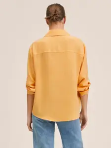 MANGO Women Mustard Yellow Solid Oversize Casual Shirt
