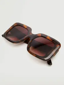 MANGO Women Brown Lens & Brown Square Sunglasses with UV Protected Lens