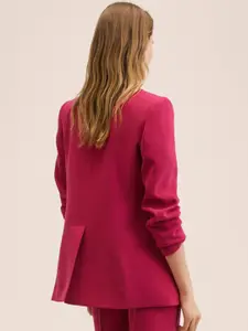 MANGO Women Pink Solid Single Breasted Blazer