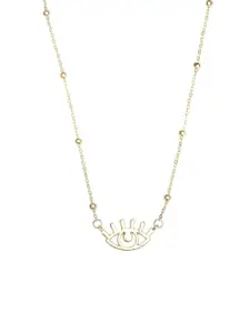 Priyaasi Gold-Plated Evil Eye Pendant Brass Necklace
