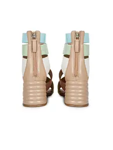 Saint G Multicoloured Leather Block Peep Toes with Buckles