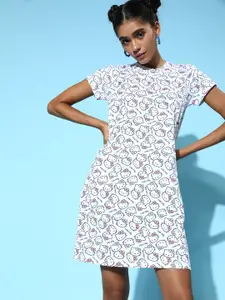 Clovia White Hello Kitty Sleep Staple Nightdress