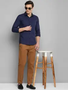 Allen Cooper Men Blue Slim Fit Cotton Casual Shirt