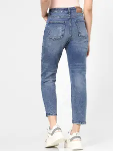 ONLY Women Blue High-Rise Mildly Distressed Heavy Fade Jeans