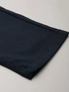 Blackberrys Men Navy Blue B-91 Skinny Fit Textured Low-Rise Trousers