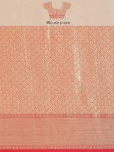 Silk Land Off White & Red Ethnic Motifs Zari Kanjeevaram Saree