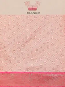 Silk Land Orange Ethnic Motifs Pochampally Saree