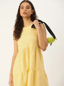 Kook N Keech Checked A-Line Tiered Dress