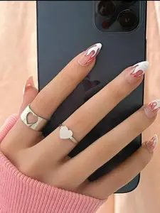 Vembley Unisex Set Of 2 Silver-Plated Heart Couple Finger Ring