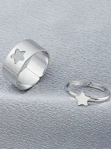 Vembley Silver-Plated Set of 4 Star and Heart Couple Rings