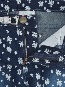 Pantaloons Junior Girls Blue Light Fade Printed Jeans