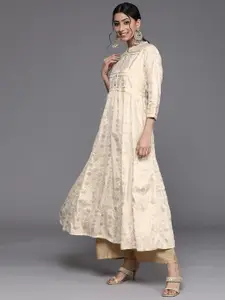 Varanga Women Off White & Beige Ethnic Motifs Printed Kurta