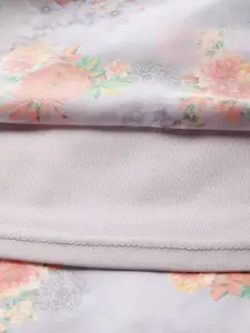 Deewa Grey & Orange Floral Georgette Maxi Dress