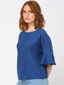 Vero Moda Women Navy Blue Solid Regular Top