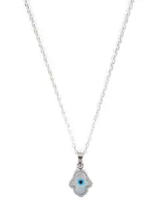 Clara 92.5 Sterling Silver Rhodium-Plated & White CZ-Studded Pendant With Chain