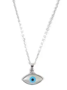 Clara Women Sterling Silver Rhodium Plated Evil Eye Chain Pendant