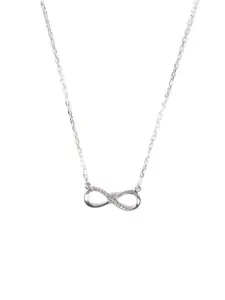 Clara Silver-Toned Rhodium-Plated 925 Sterling Silver Infinity Pendant With Chain